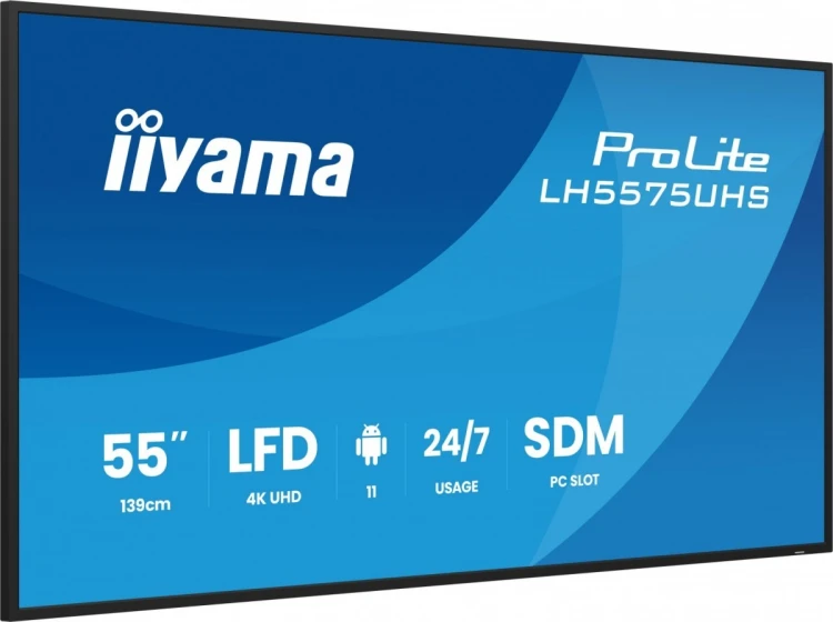 IIYAMA Monitor 55 cali LH5575UHS-B2AG,24/7,IPS,ANDROID.11,4K,  WiFi,         iiSignage2, FailOver, EShare, 24/7, full daisy chain