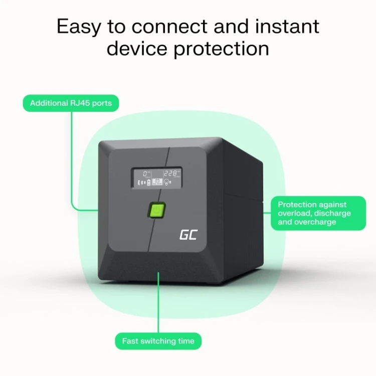Green Cell Zasilacz awaryjny UPS 700W/1000VA czysta sinusoida