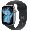 Apple Watch Series 11 GPS koperta 46 mm z aluminium w kolorze gwiezdnej szarości, pasek sportowy w kolorze czarnym - rozmiar M/L