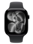 Apple Watch Series 11 GPS koperta 46 mm z aluminium w kolorze onyksu, pasek sportowy w kolorze czarnym - rozmiar S/M