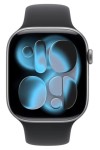 Apple Watch Series 11 GPS koperta 42 mm z aluminium w kolorze gwiezdnej szarości, pasek sportowy w kolorze czarnym - rozmiar M/L
