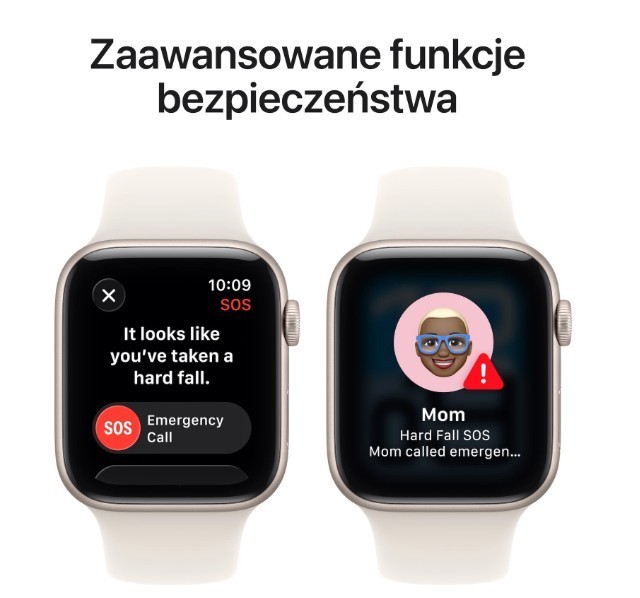 Apple Watch SE 3 GPS+Cellular koperta 44 mm z aluminium w kolorze księżycowej poświaty, pasek sportowy w kolorze księżycowej poświaty - rozmiar M/L