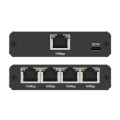 Qoltec Rozdzielacz splitter Ethernet  mini SWITCH 1x4 RJ45 | 1000Mb/s | USB-C | Aluminium
