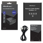 Qoltec Rozdzielacz splitter Ethernet  mini SWITCH 1x4 RJ45 | 1000Mb/s | USB-C | Aluminium