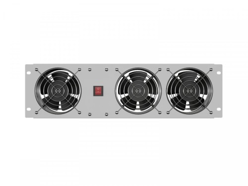 Lanberg Panel wentylacyjny pionowy 19 cali 3U do szaf rack, trzy wentylatory, 230V, szary
