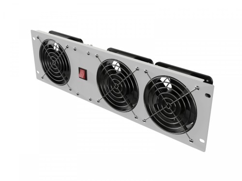 Lanberg Panel wentylacyjny pionowy 19 cali 3U do szaf rack, trzy wentylatory, 230V, szary