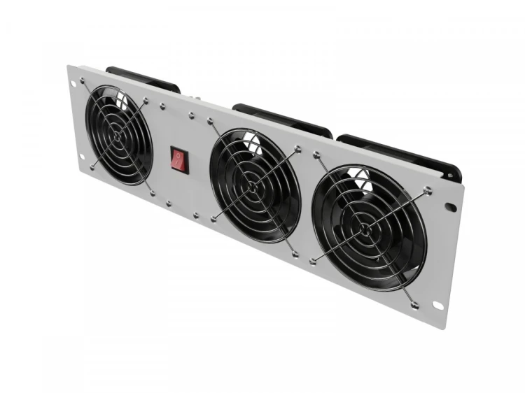 Lanberg Panel wentylacyjny pionowy 19 cali 3U do szaf rack, trzy wentylatory, 230V, szary