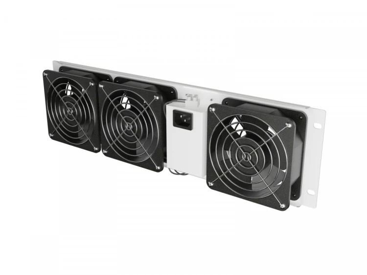 Lanberg Panel wentylacyjny pionowy 19 cali 3U do szaf rack, trzy wentylatory, 230V, szary