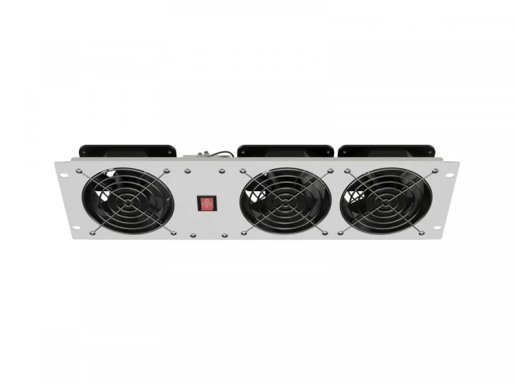 Lanberg Panel wentylacyjny pionowy 19 cali 3U do szaf rack, trzy wentylatory, 230V, szary