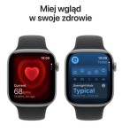 Apple Watch Series 11 GPS+Cellular koperta 46 mm z aluminium w kolorze gwiezdnej szarości, pasek sportowy w kolorze czarnym - rozmiar M/L
