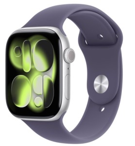 Apple Watch Series 11 GPS+Cellular koperta 46 mm z aluminium w kolorze srebrnym, pasek sportowy w kolorze mlecznego fioletu - rozmiar M/L