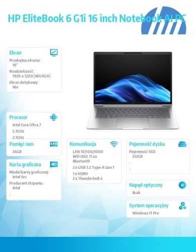 HP Inc. Notebook EliteBook 6 G1i  U7-265U 512GB/24GB/W11P/16.0   C51GRET