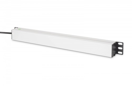Digitus Listwa zasilająca PDU Rack 19" z bezpiecznikiem przeciążeniowym, 9 gniazd Schuko CEE 7/3 (45°), kabel 2m wtyk IEC C14, 10A, aluminiowa