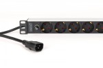 Digitus Listwa zasilająca PDU Rack 19" z bezpiecznikiem przeciążeniowym, 9 gniazd Schuko CEE 7/3 (45°), kabel 2m wtyk IEC C14, 10A, aluminiowa