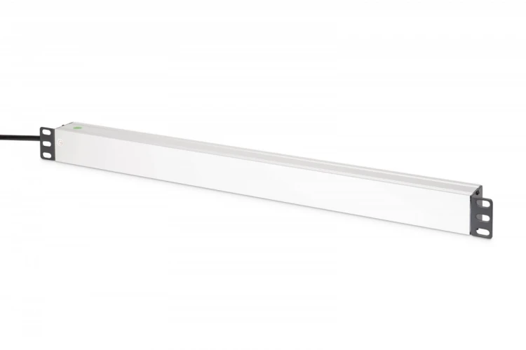 Digitus Listwa zasilająca PDU Rack (620mm) z zabezpieczeniem przeciwprzepięciowym + filtr EMI/RFI, 9 gniazd Schuko CEE 7/3 (45°), kabel 2m wtyk Unisch