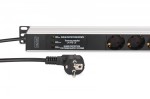Digitus Listwa zasilająca PDU Rack (620mm) z zabezpieczeniem przeciwprzepięciowym + filtr EMI/RFI, 9 gniazd Schuko CEE 7/3 (45°), kabel 2m wtyk Unisch