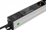 Digitus Listwa zasilająca PDU Rack (620mm) z zabezpieczeniem przeciwprzepięciowym + filtr EMI/RFI, 9 gniazd Schuko CEE 7/3 (45°), kabel 2m wtyk Unisch