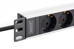 Digitus Listwa zasilająca PDU Rack 19", 9 gniazd Schuko CEE 7/3 (45°), kabel 2m wtyk IEC C20, 16A, aluminiowa