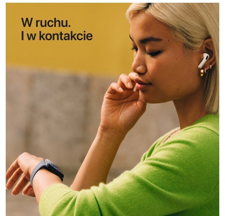 Apple Watch SE 3 GPS+Cellular koperta 44 mm z aluminium w kolorze księżycowej poświaty, pasek sportowy w kolorze księżycowej poświaty - rozmiar S/M