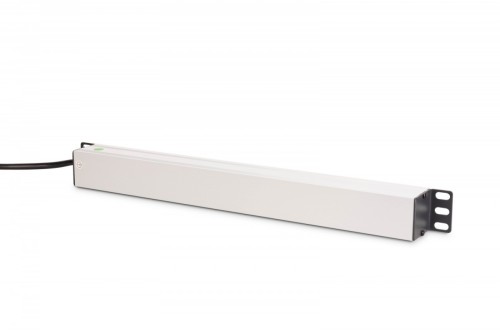Digitus Listwa zasilająca PDU Rack 19" z zabezpieczeniem przeciążeniowym, 8 gniazd Schuko CEE 7/3 (45°), kabel 2m wtyk Unischuko, 16A, aluminiowa