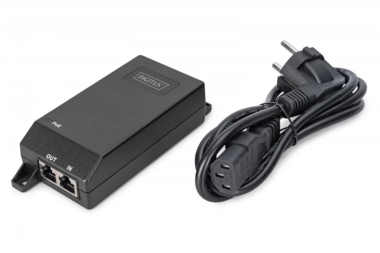 Digitus Zasilacz/Adapter PoE+ 802.3at aktywny max. 55V 30W 10/100/1000Mbps, transmisja do 100m