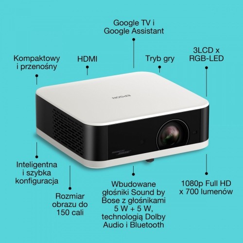 Epson Projektor mini laser EF-61W FHD/700L/5m:1/1.6kg biały