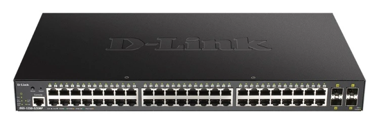 D-Link Przełącznik DGS-1250-52XMP 48GE PoE+ 4SFP+