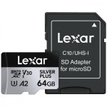 Lexar Karta pamięci microSD 64GB C10 A2 U3 V30 205/100MB/s Silver Plus