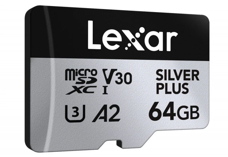 Lexar Karta pamięci microSD 64GB C10 A2 U3 V30 205/100MB/s Silver Plus