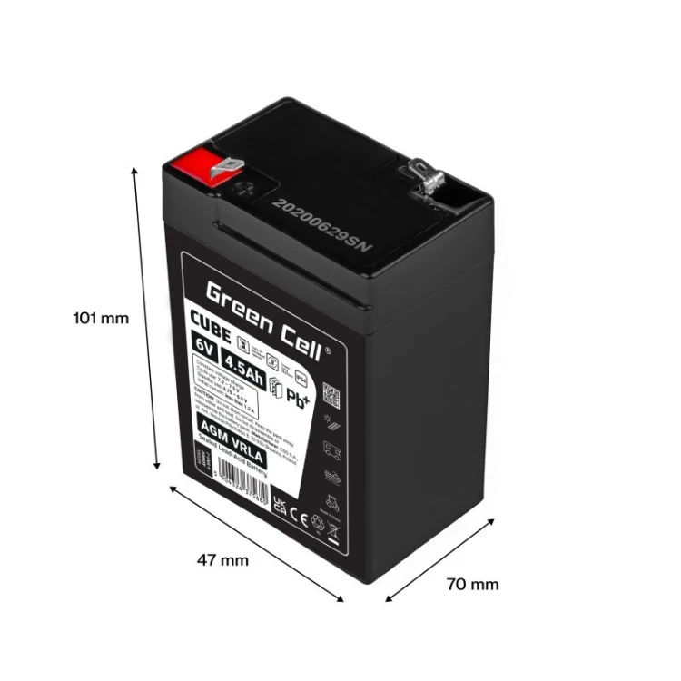 Green Cell Akumulator AGM VRLA 6V 4,5Ah IP54
