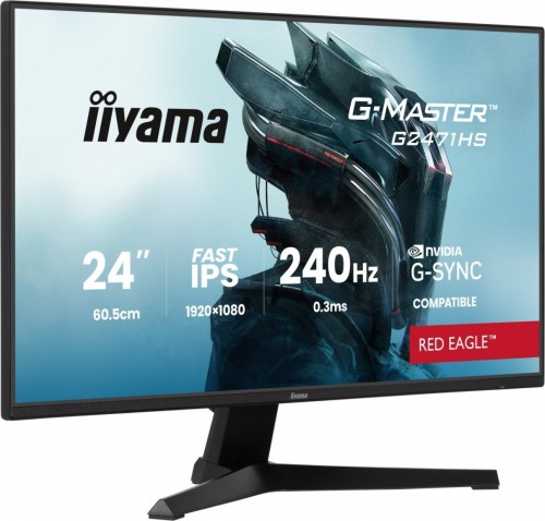 IIYAMA Monitor 23,8 cala G2471HS-B1 Fast IPS,FHD,240Hz,2xHDMI,DP, 350cd,     Adaptive G-SYNC - 1920 x 1080 @48-240Hz  DisplayPort Only