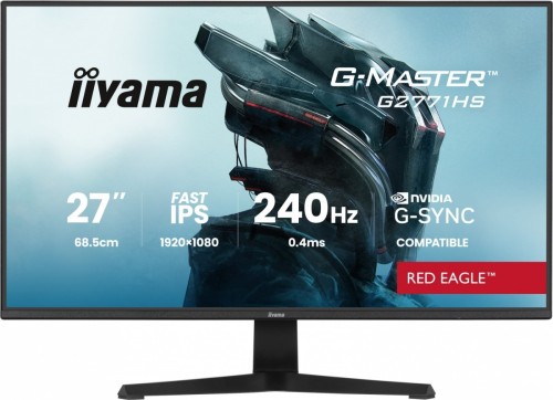IIYAMA Monitor 27 cali G2771HS-B1 0.4ms,Fast IPS,DP,2xHDMI,240Hz,350cd,    Adaptive G-SYNC - 1920 x 1080 @48-240Hz  DisplayPort Only