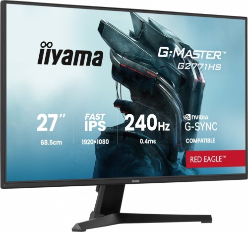 IIYAMA Monitor 27 cali G2771HS-B1 0.4ms,Fast IPS,DP,2xHDMI,240Hz,350cd,    Adaptive G-SYNC - 1920 x 1080 @48-240Hz  DisplayPort Only