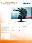 IIYAMA Monitor 27 cali G2771HS-B1 0.4ms,Fast IPS,DP,2xHDMI,240Hz,350cd,    Adaptive G-SYNC - 1920 x 1080 @48-240Hz  DisplayPort Only
