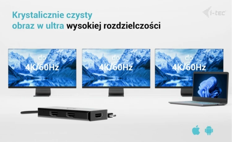 i-tec Stacja dokująca USB-C Triple 4K HDMI Video Adapter Power Delivery 100W
