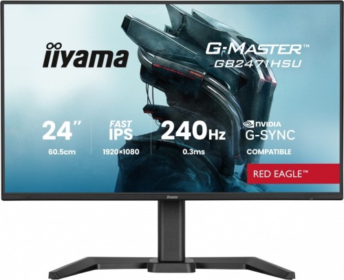 IIYAMA Monitor 23.8 cala GB2471HSU-B1 IPS,FHD,240Hz,2xHDMI,DP,1xUSB 3.2,     1xUSB C, Adaptive G-SYNC - 1920 x 1080 @48-240Hz  DisplayPort Only,