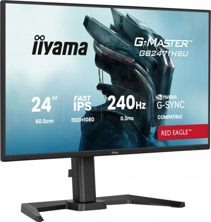 IIYAMA Monitor 23,8 cala GB2471HSU-B1 IPS,FHD,240Hz,2xHDMI,DP,1xUSB 3.2,     1xUSB C, Adaptive G-SYNC - 1920 x 1080 @48-240Hz  DisplayPort Only,