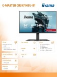IIYAMA Monitor 23,8 cala GB2471HSU-B1 IPS,FHD,240Hz,2xHDMI,DP,1xUSB 3.2,     1xUSB C, Adaptive G-SYNC - 1920 x 1080 @48-240Hz  DisplayPort Only,