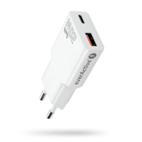 everActive Ładowarka sieciowa SUPER SLIM QC 3.0 20W 1XUSB 1XUSB-C biała SC-340Q