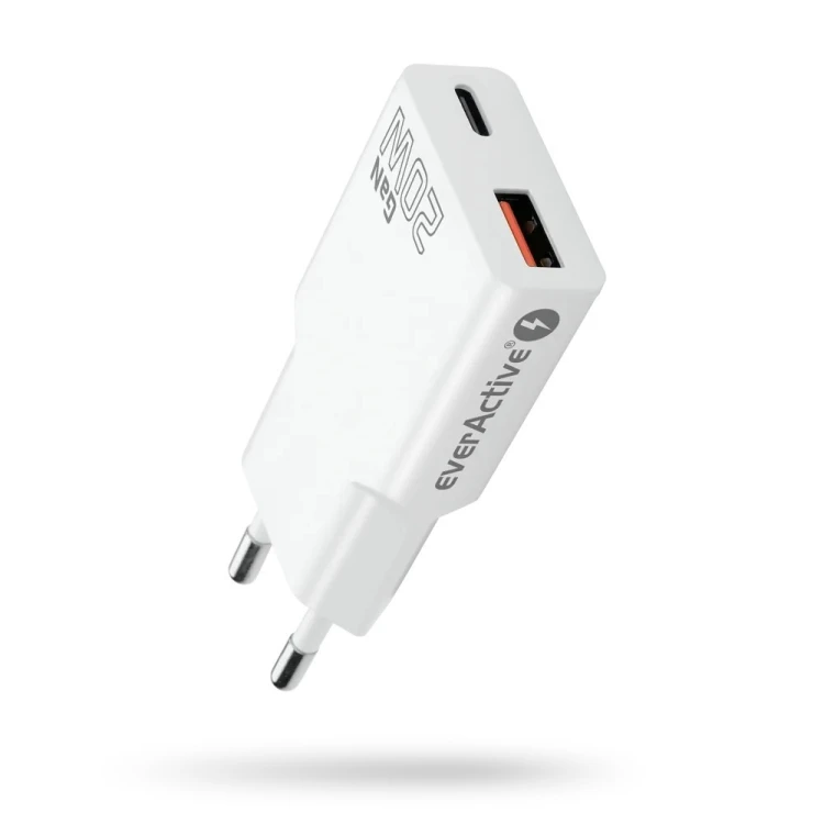 everActive Ładowarka sieciowa SUPER SLIM QC 3.0 20W 1XUSB 1XUSB-C biała SC-340Q