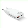 everActive Ładowarka sieciowa SUPER SLIM QC 3.0 20W 1XUSB 1XUSB-C biała SC-340Q