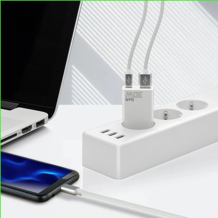 everActive Ładowarka sieciowa SUPER SLIM QC 3.0 30W 1XUSB 1XUSB-C biała SC-380Q