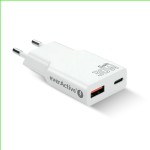 everActive Ładowarka sieciowa SUPER SLIM QC 3.0 30W 1XUSB 1XUSB-C biała SC-380Q