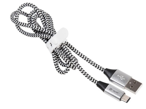 Tracer Kabel USB 2.0 Type-C A męski - C męski 1,0m czarno-srebrny