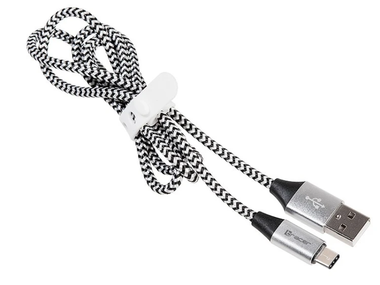 Tracer Kabel USB 2.0 Type-C A męski - C męski 1,0m czarno-srebrny