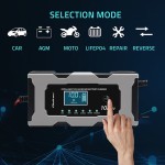 Qoltec Mikroprocesorowa ładowarka 12V 10A | Prostownik z funkcją naprawy do akumulatora AGM GEL LiFePO4 | LCD