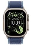 Apple Watch Ultra 3 GPS + Cellular, koperta 49 mm z tytanu w kolorze naturalnym, opaska Trail w kolorze niebieskim/jaskrawoniebieskim - rozmiar M/L