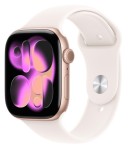 Apple Watch Series 11 GPS, koperta 46 mm z aluminium w kolorze różowego złota, pasek sportowy w kolorze łagodnego różu - rozmiar S/M