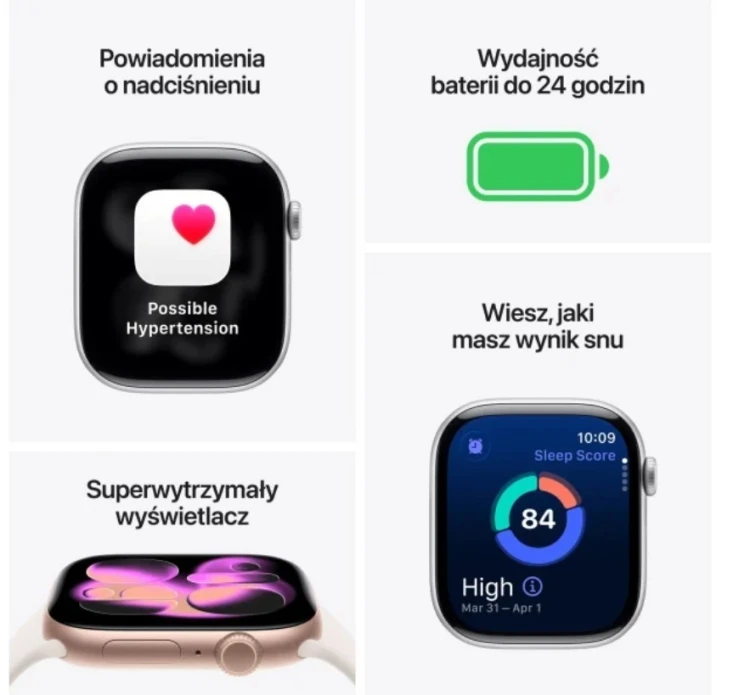 Apple Watch Series 11 GPS, koperta 46 mm z aluminium w kolorze różowego złota, pasek sportowy w kolorze łagodnego różu - rozmiar S/M