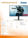 IIYAMA Monitor 27 cali GB2771QSU-B1 QHD,Fast IPS,200Hz,HAS (150) PIVOT,2xUSB 3.2,2xUSB C,0,5ms,2xHDMI,DP,350cd,Adaptive G-SYNC 1920x1080@48-240Hz DP o